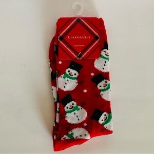 CHARTER CLUB Christmas Holiday Crew Socks Snowman Size 9-11 Made for Macy’s NEW